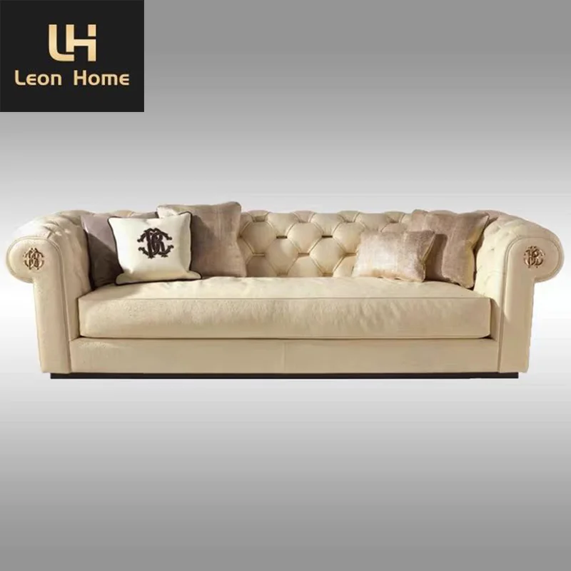 High Quality American Style Luxurious Sofa Contemporary Italian Luxury Lounge Leather Sofa