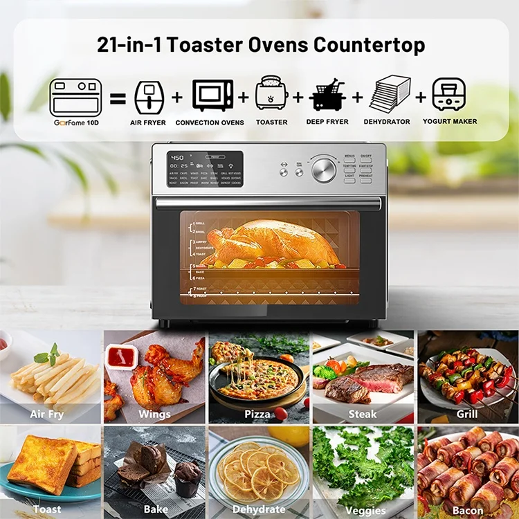 30L Multi Function Freidora de Aire Electric Digital Smart Air Fryer Toaster Oven With Stainless Steel Cover For Cripsy Chicken