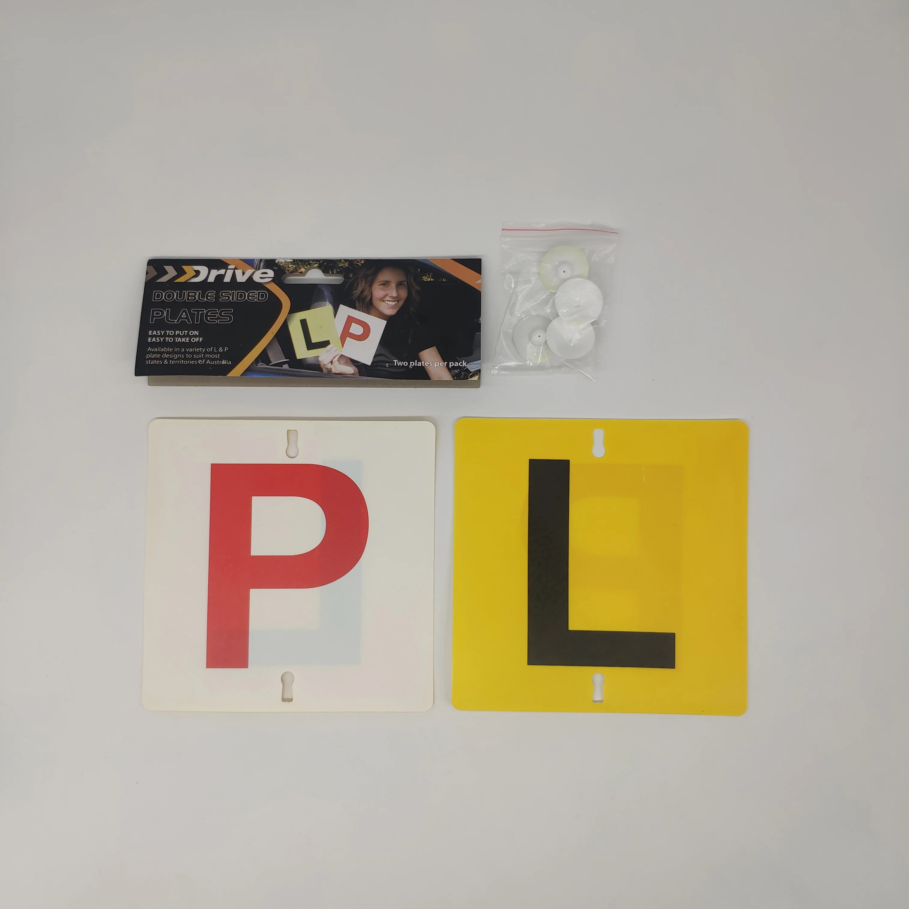 PVC LP plates 2 packs, learner plates extra strong stick on car for new learner drivers double sides