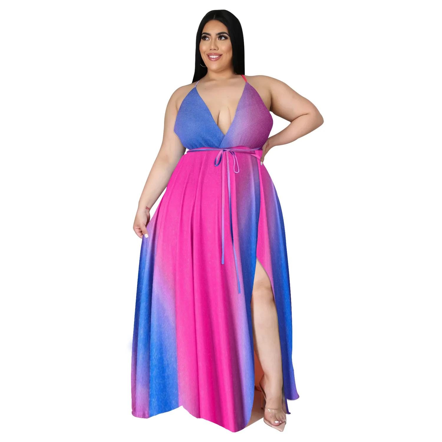 Bandage Dresses for Women Premium Exquisite Summer Plus Size Fashionable Strappy Strapless Backless Split Empire Swing Dress