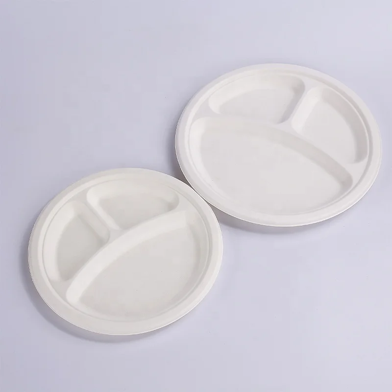 
Biodegradable Divided Food bagasse paper pulp paper plates party disposabl price of disposable plates with 3 Compartments 