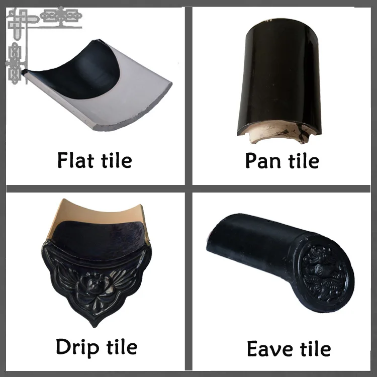 Building Construction Temple Ceramic Roof tile Galzed Black Color Surface Roofing Sheet