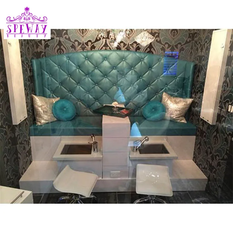 High Back Luxury Pedicure Chair Beauty Equipment Nail Salon Foot Spa Massage Chair with Drain Pump Leather Cover