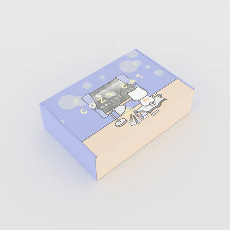 Foldable blue cartoon digital electronic product packaging box wholesale custom printing corrugated color boxes