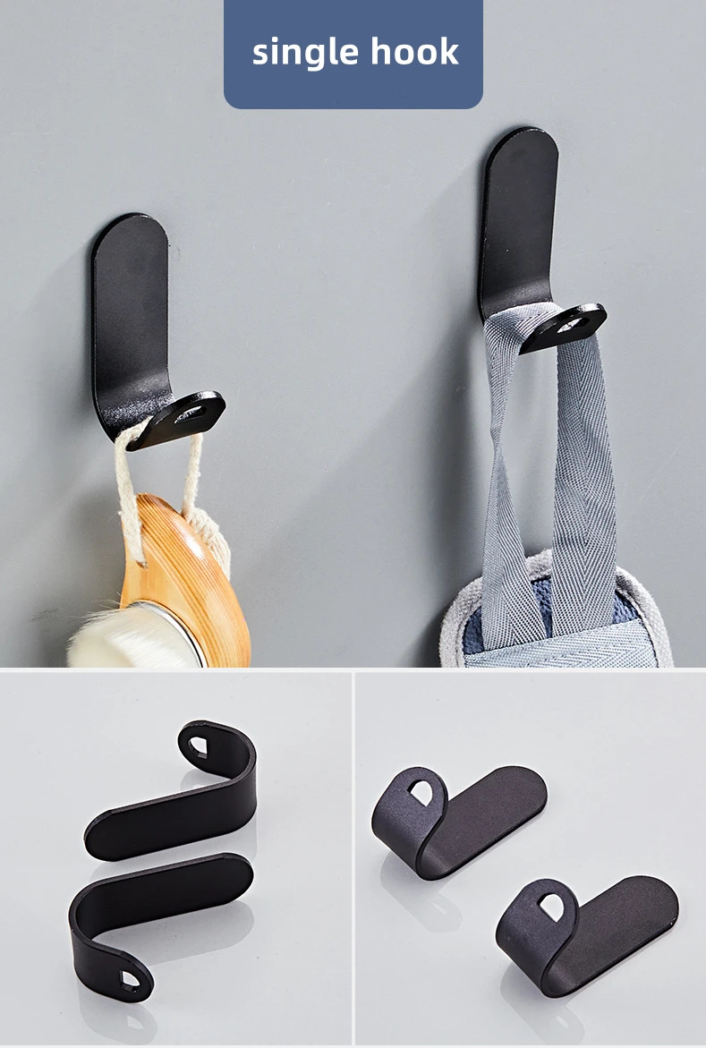 5 pieces Sets :alumimum Black Bathroom Hardware Set Towel Bar Wall Mounted Bathroom Accessories Set