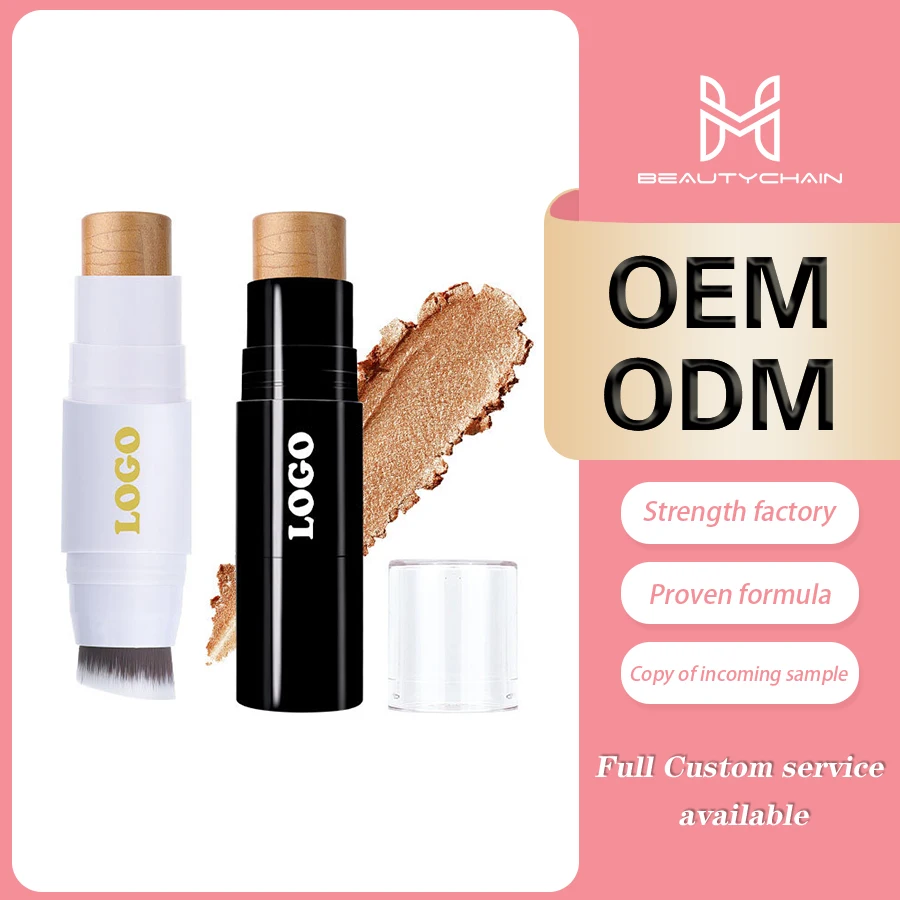 MLM Custom Makeup Wholesale Waterproof Non-remover 3D Contour Double Head Brightening Blush Stick and Highlight Stick