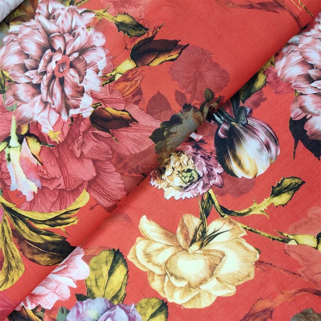 Factory 100% digital printed fabric cotton voile bawal tudung  fabric for dresses digital printed