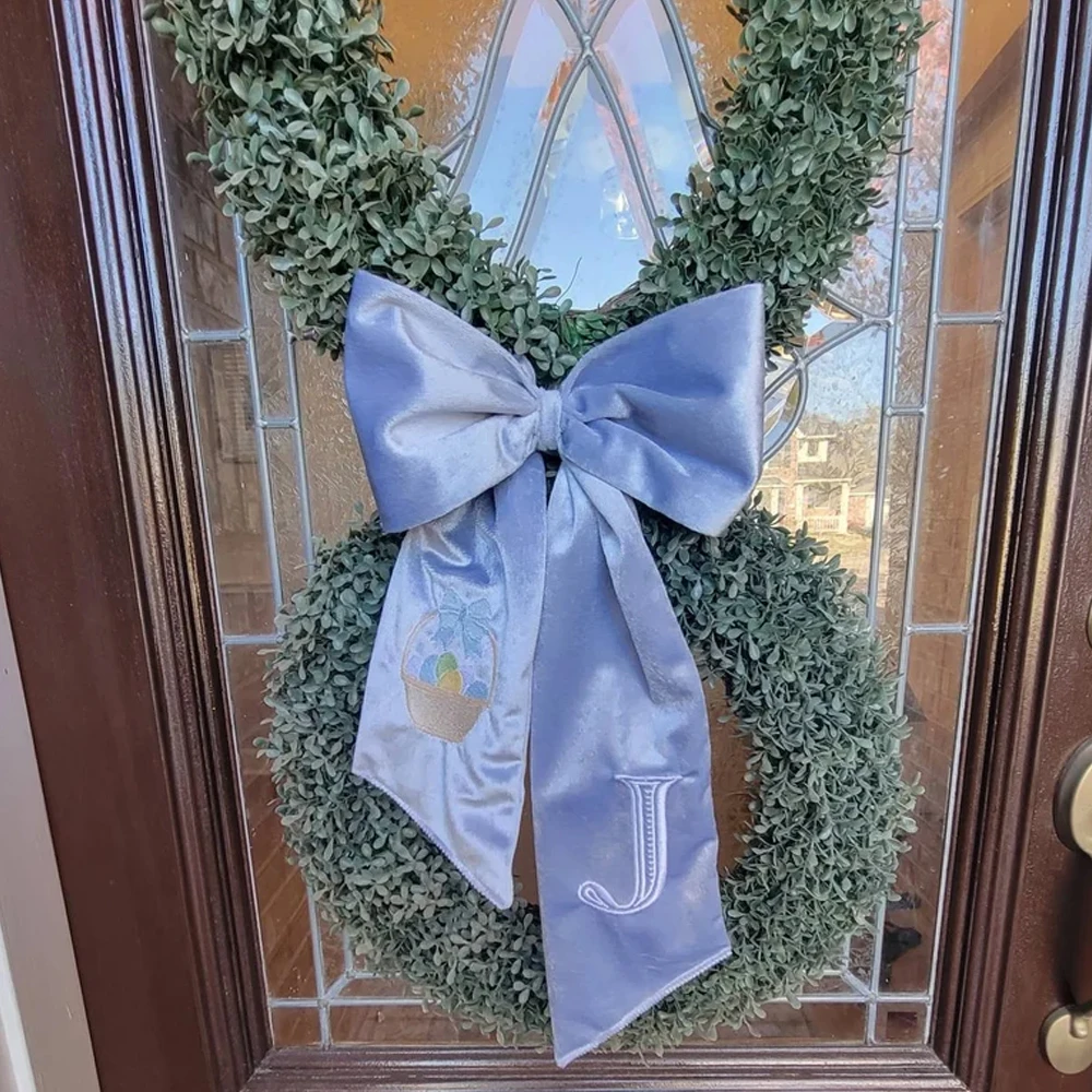 Door Decoration Easter Bunny Bucket Basket Bow Blanks Sublimation Velvet Wreath Sashes