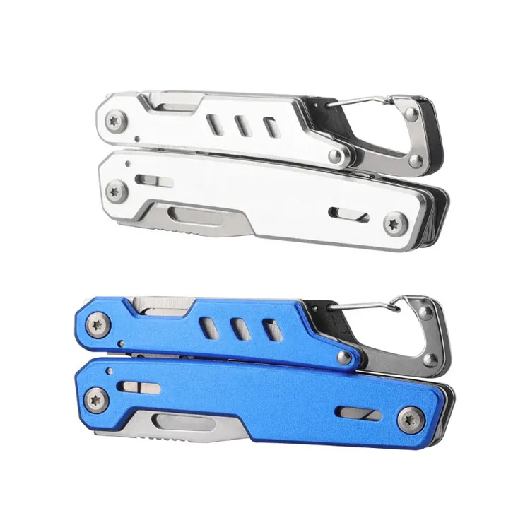 Innovative Foldable Multi-Tool with Carabiner Big Knife Can Opener Rope Cutter Flat Screwdriver Pliers Blade File Saw Blade