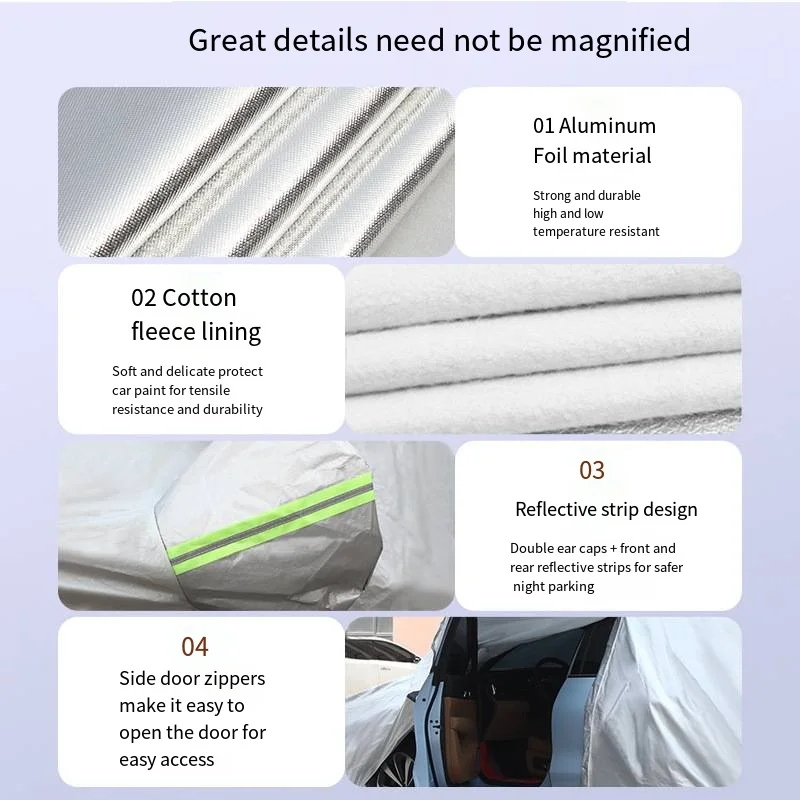 Car Accessories Purpose Coat Full Cover Sunshade Car Cover Sunblock and Rainproof Heat Insulation Thickened Four Seasons General