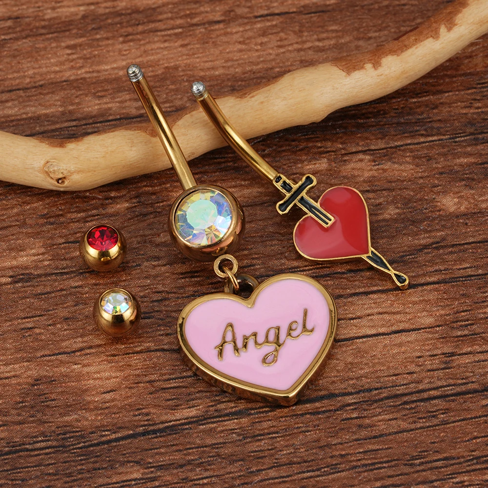 Hot 316 Stainless Steel Oil Drops Anime Belly Button Rings Girls Body Piercing Jewelry Dangle Belly Rings