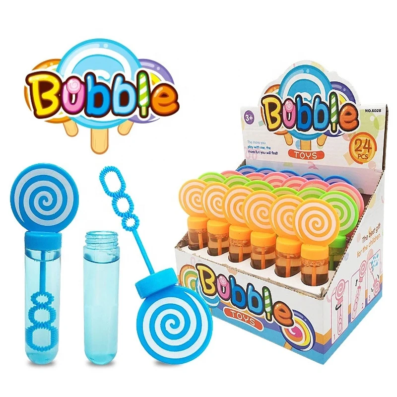 Wholesale 14cm soap bubble wand gun outdoor play Lollipop bubble water stick toys for kids