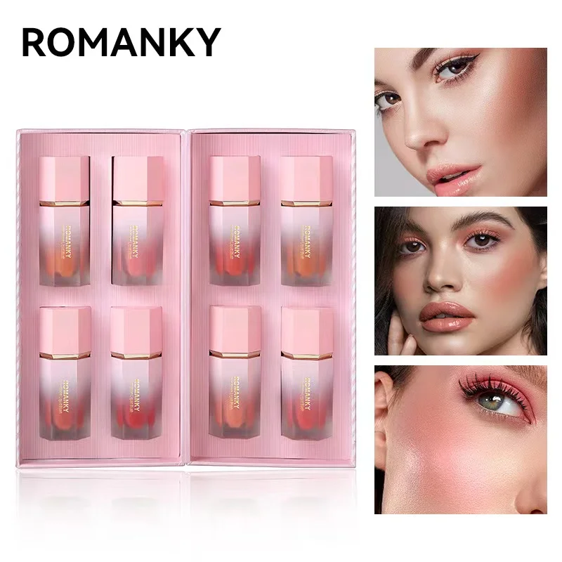 Romanky blush 8 pc cream blush High Pigment jelly stick blush Tint Liquid Cheek Blush Customized makeup set