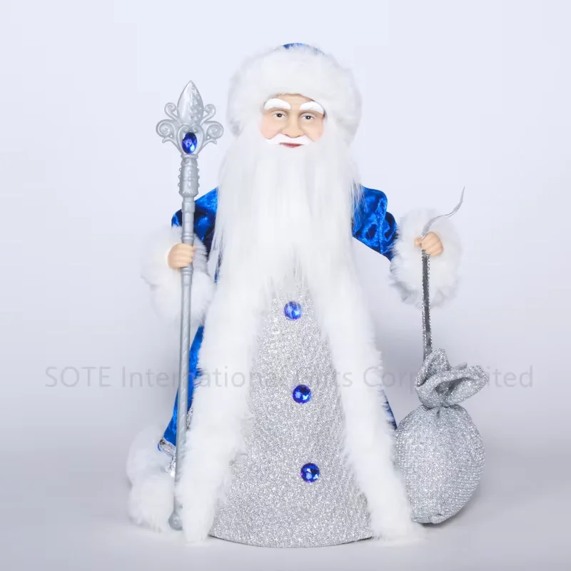 SOTE Exclusive Design Russian Ded Moroz Classical Blue Electric with Russian New Year Music Animated Toy Grandfather Character