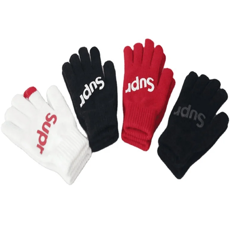 wholesale  acrylic children boys girls  kids knit  smart glove   with print logo