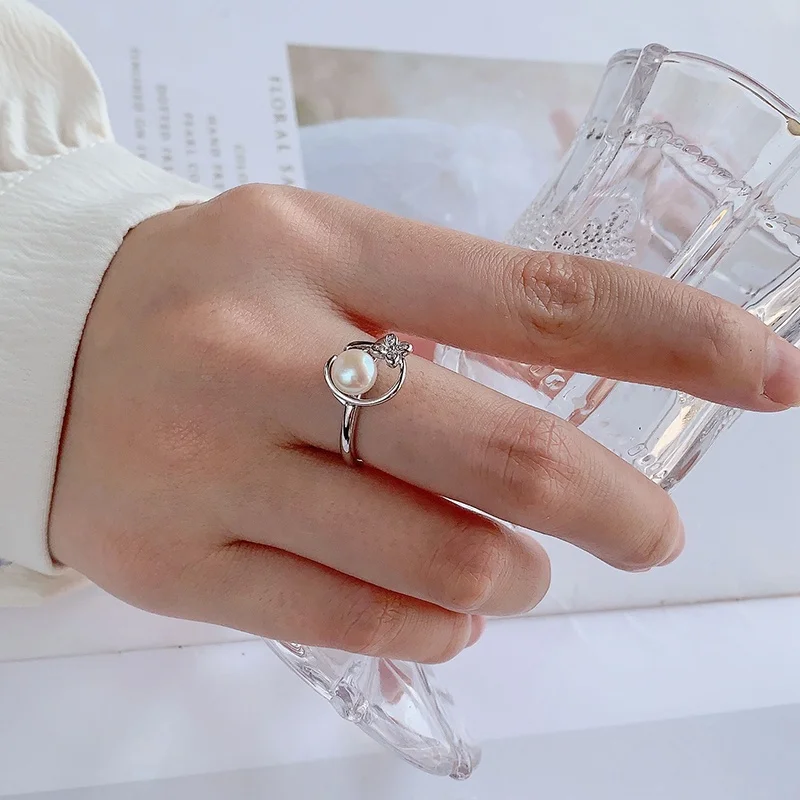 Fine Jewelry Zircon 925 Silver Casual Circle Flower Wholesale Dainty Unique Adjustable Rings Minimalist Jewelry For Women