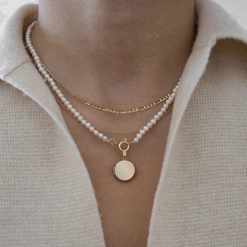 Gemnel private custom 925 sterling silver 18k gold heart locket pendant fashion jewelry necklaces