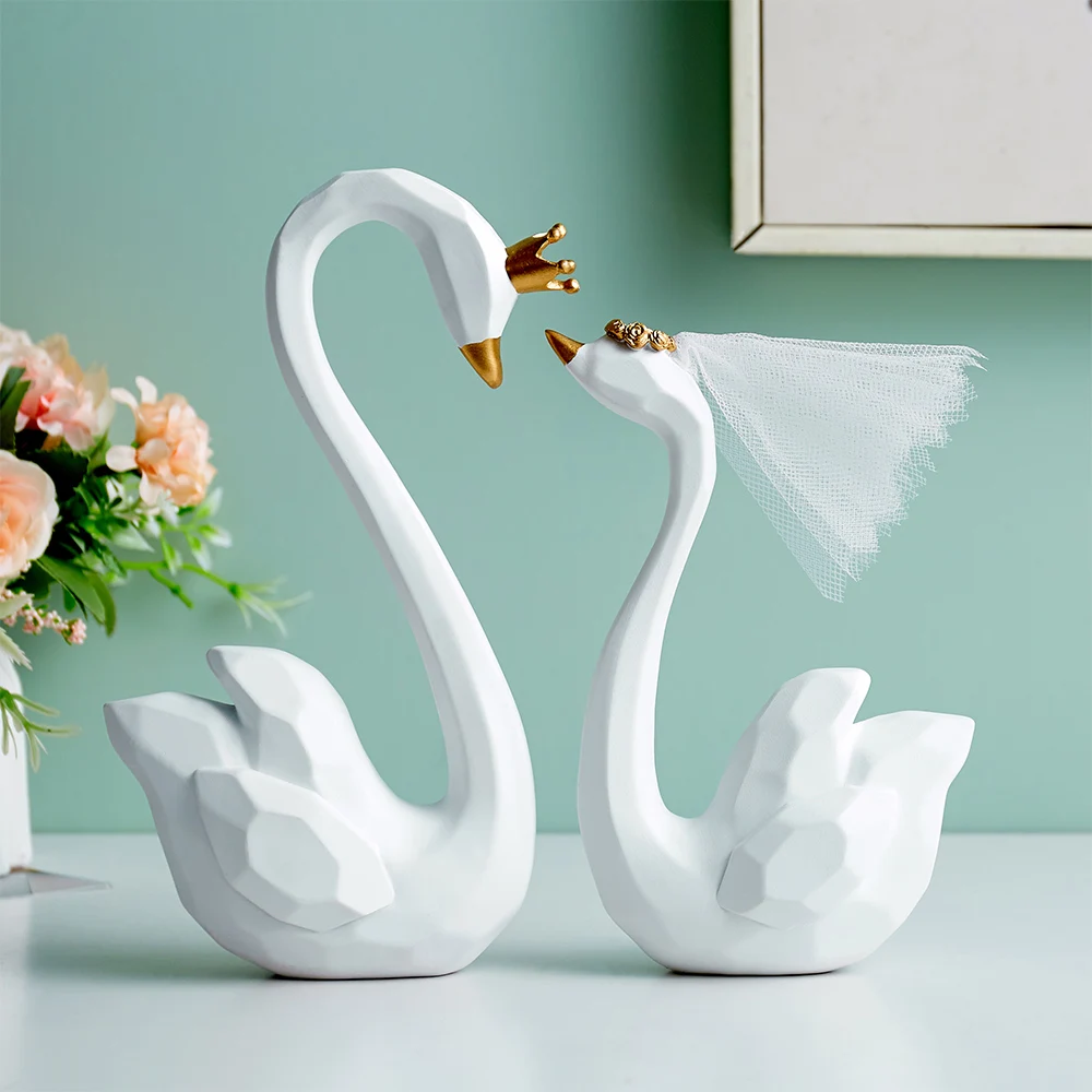 Nordic resin swan model crafts wedding gift creative decoration home decoration