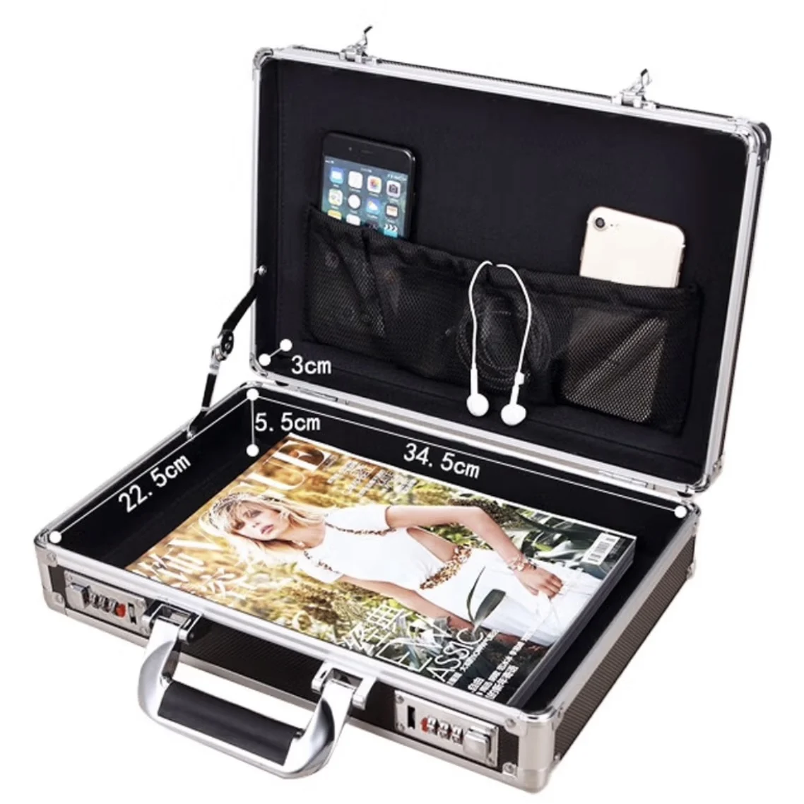 Factory direct universal handheld aluminum box with password lock only, sturdy and durable item protection box