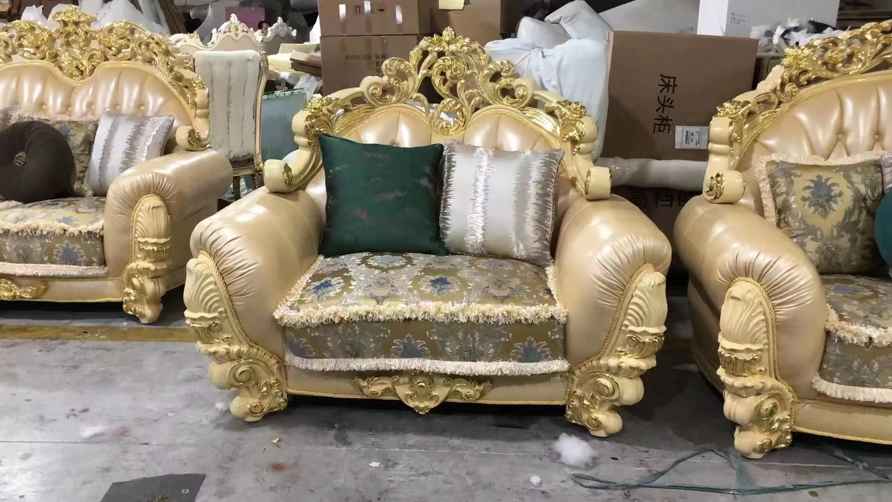 Foshan shangzhen furniture luxury sofa set chesterfield sectional fabric sofa set living room furniture