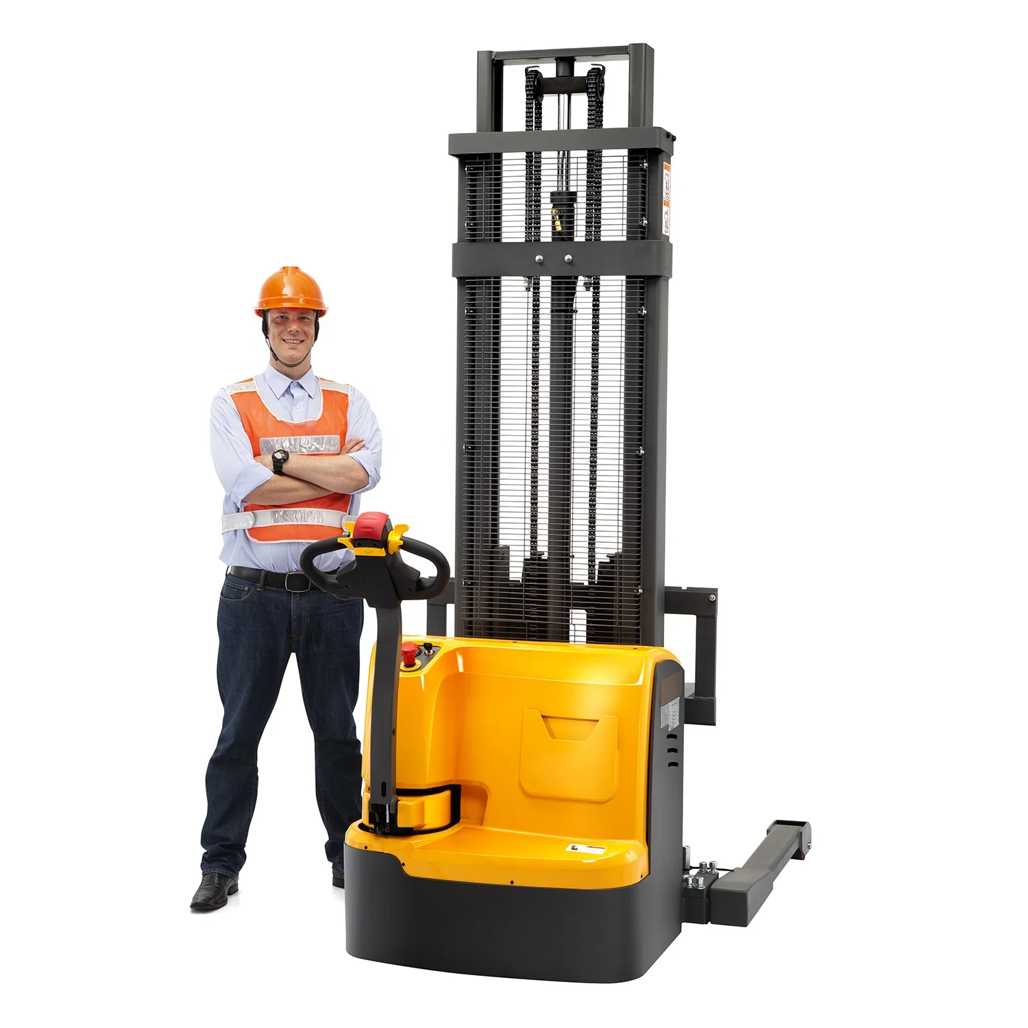 Xilin 1000kgs 1ton 2200lbs Electric Walkie Straddle Stacker With Adjustable forks  Max.lift height 3 m OEM