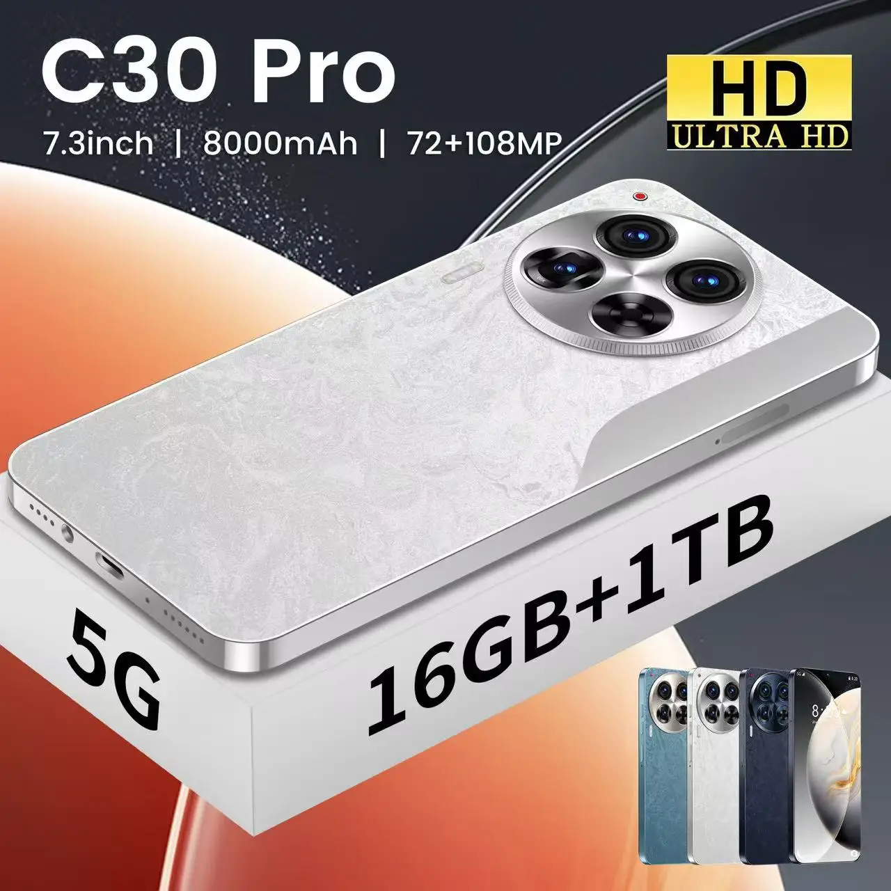 2024 Hot Sale Newest C30 Pro 3G Android Mobile Phones Gooba 6.5inch Global Unlocked Dual SIM Smartphone