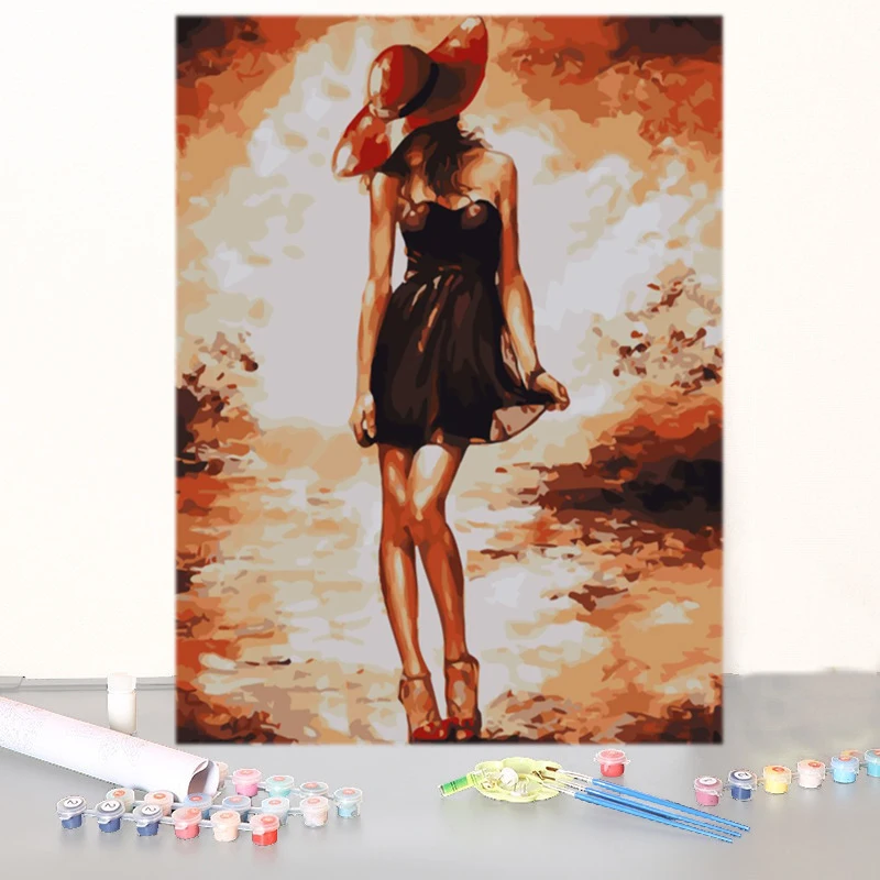 Free Design Sex Beauty painting by numbers frame Custom Home Decoration Portrait Oil Painting DIY Canvas Painting by Numbers