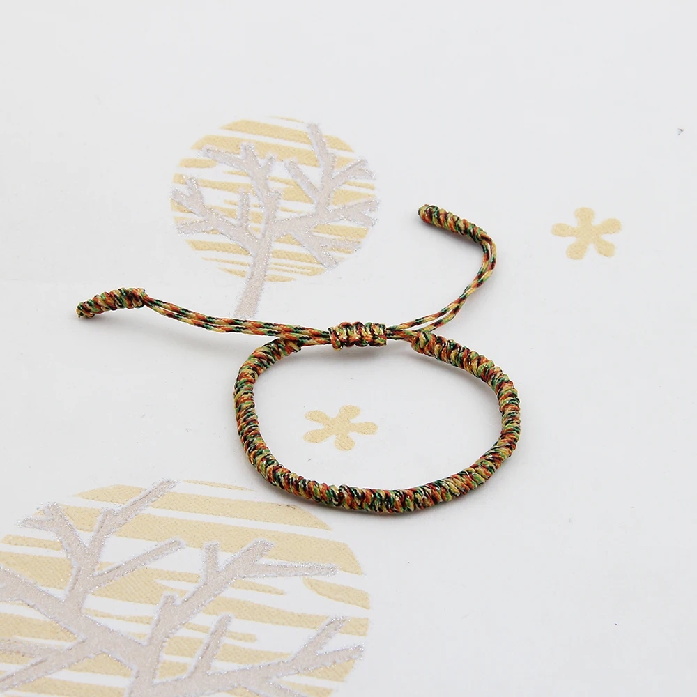 Handmade Adjustable Knots Red Rope Lucky Bracelet Braided Macrame Buddhist Tibetan Bracelet For Men And Women