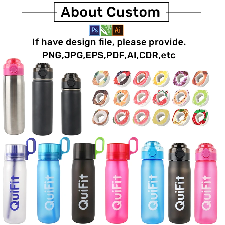 Wholesale Bulk 750ml BPA Free 0 Sugar Sports Air Scent Fruit Flavored Drinking Water Bottles With Flavor Pods