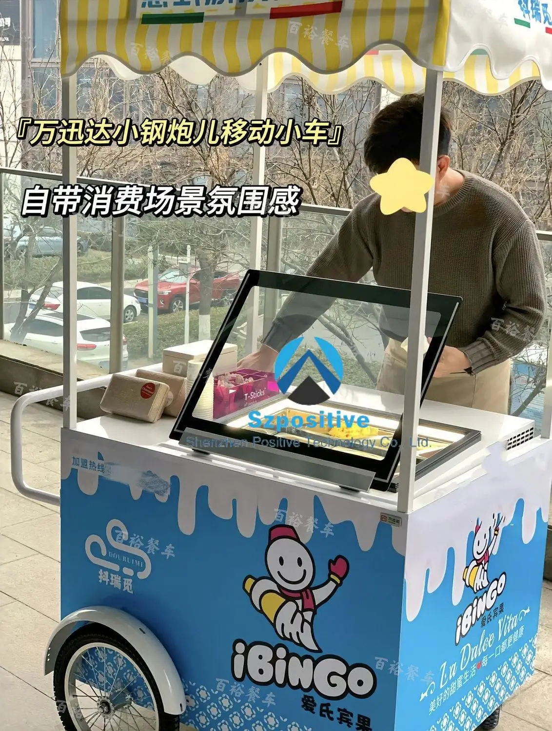 Small Street Snack Push Mobile Trolley Mini Shaved Rolled Ice Cream Freezer Food Cart Truck Trailer for Sale in Usa With Wheels