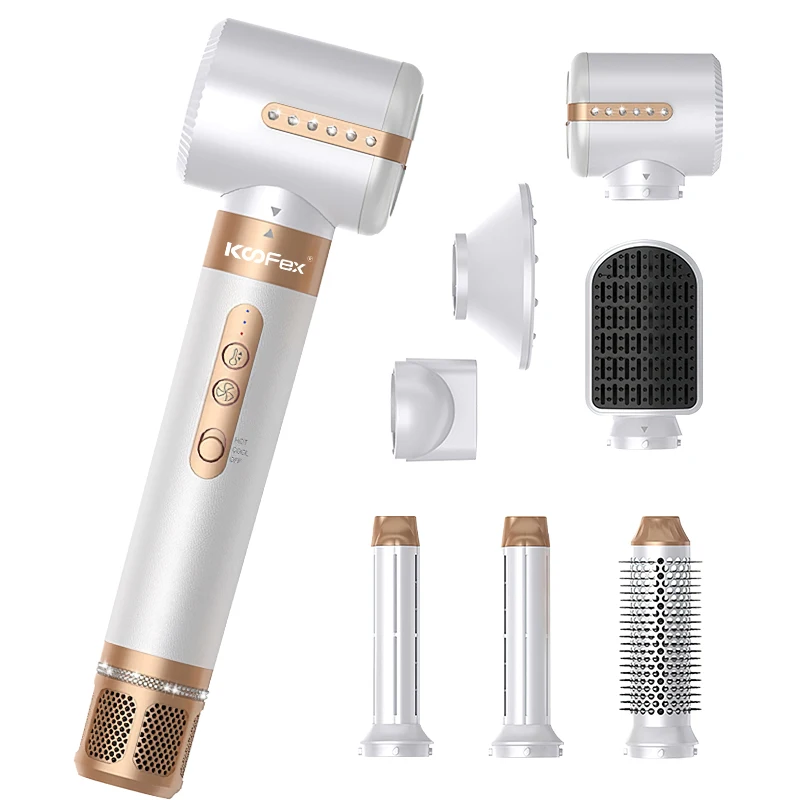 KooFex Hot Air Brush 7 in 1 1400w Hair Curler Straightener Comb Curls Styling Electric Pro Stylers Use Dryer
