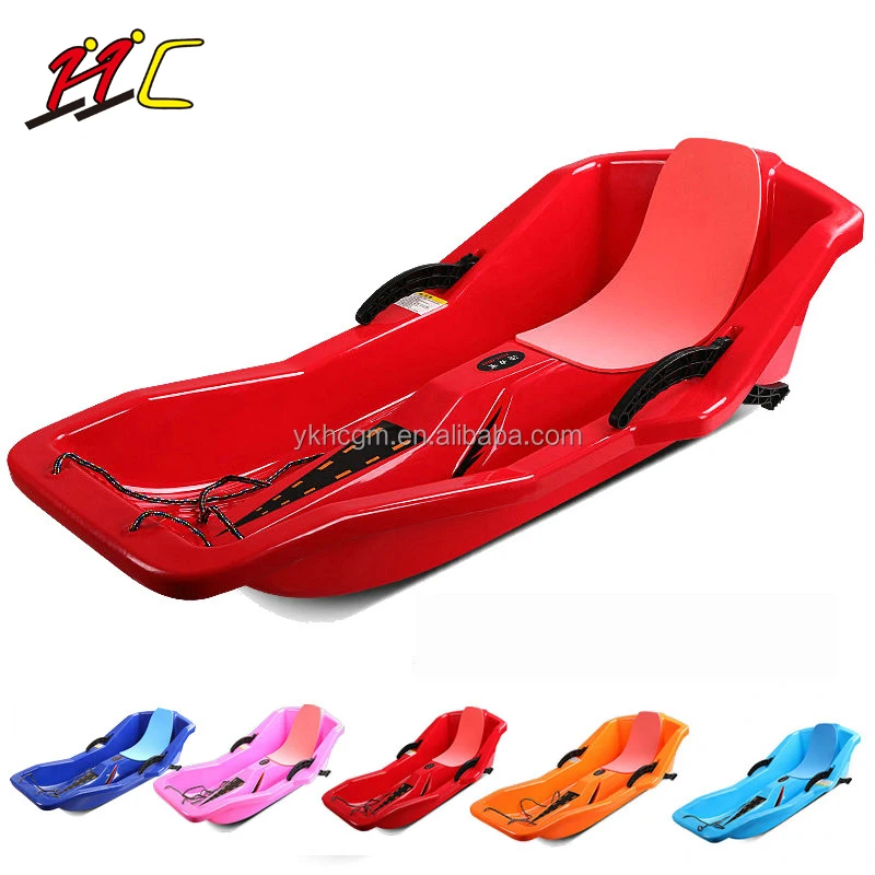 Hot selling plastic Snow Sled, Sledges & Toboggans Heavy Duty Sledge Toboggan Sleigh Sled Plastic Unisex Ski Fun Board