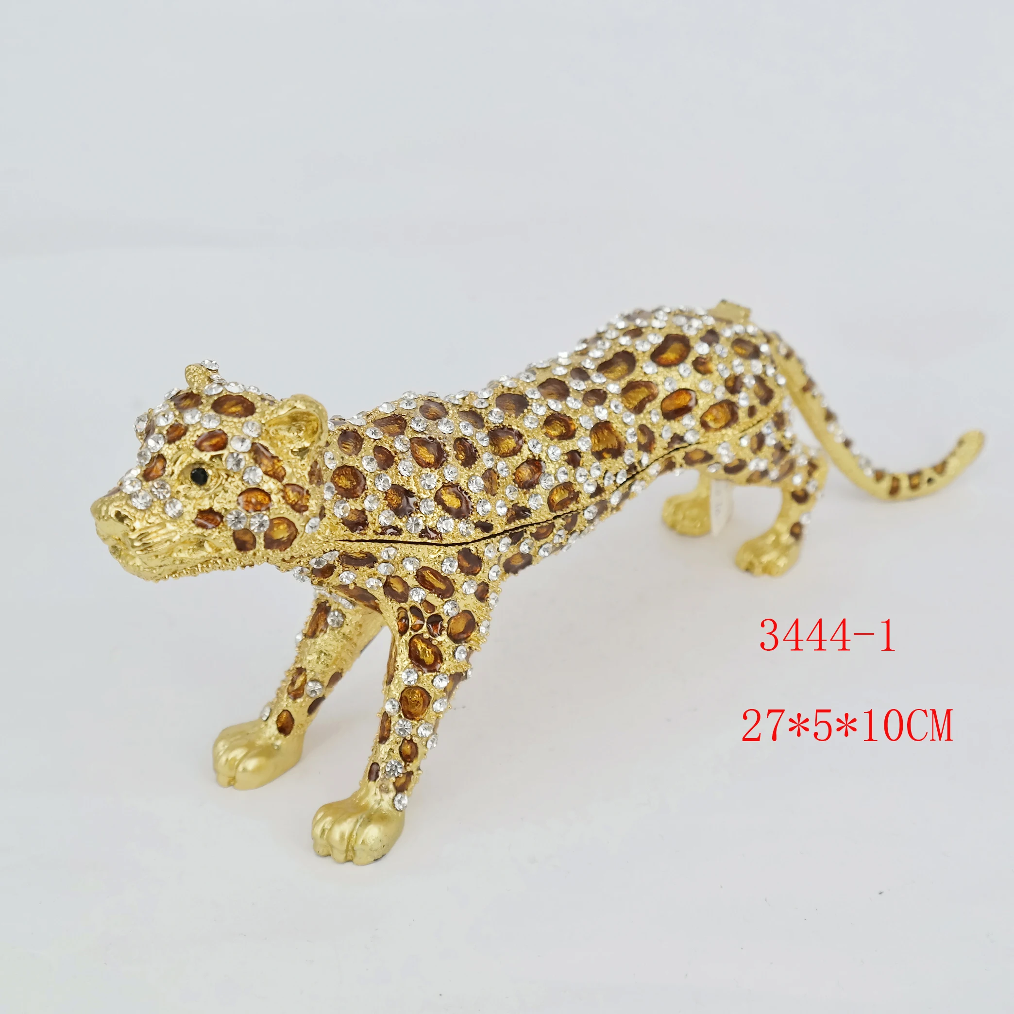 metal cheetah trinket jewelry box  metal craft gifts for home decoration animal figure