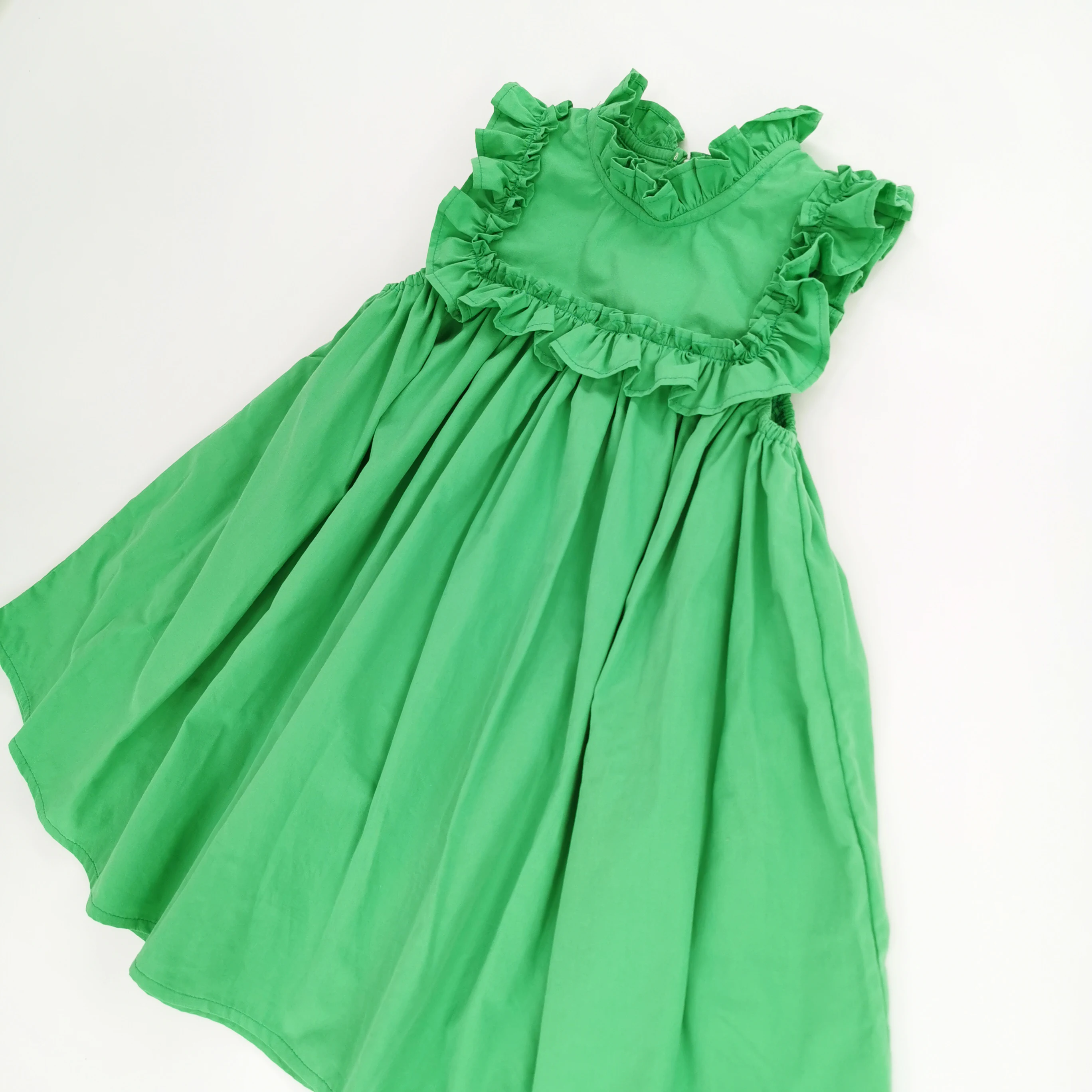 Girl Baby Summer New Dress Ear Collar Sleeveless Doll Princess Dress Fashionable and Fashionable Wooden Children Short Solid