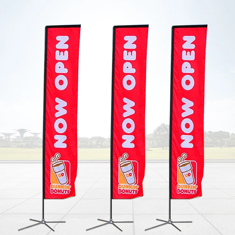 Advertising double sided printing aluminium flagpole rectangle banner beach square flag