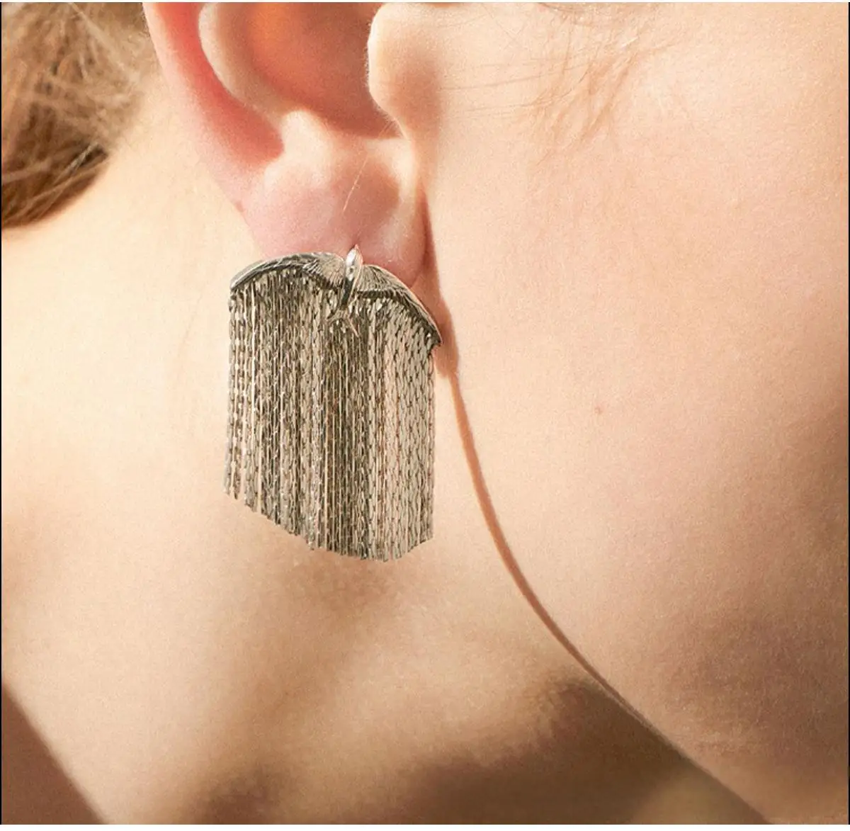 FY Fashion Jewelry Fine 925 Silver Post  Exquisite Vintage Boho Chain Linear Tassel Drop Dangling Birds Earrings For Women Men