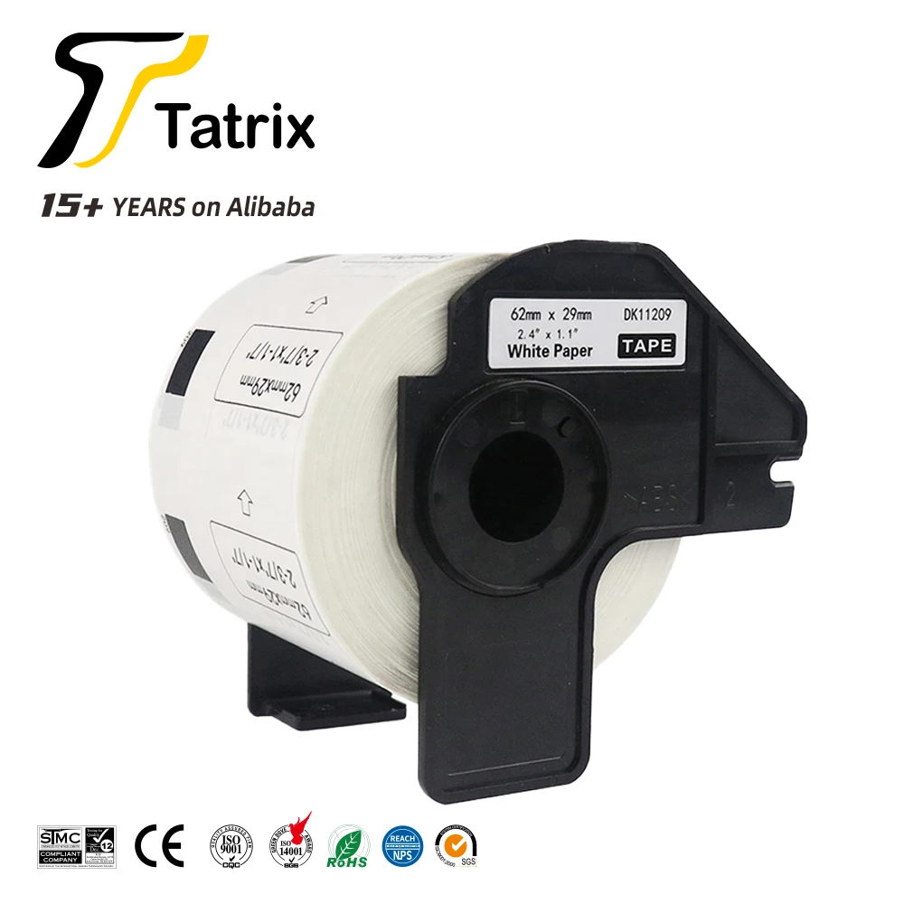Tatrix DK11209 62 мм черный на белом фоне самоклеющиеся термобумаги рулона этикеток DK-11209 для Brother QL-1050