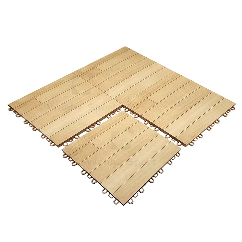 Wanhe Private design high quality 12 in. W x 12 in. Light  Maple wood like basketball court flooring