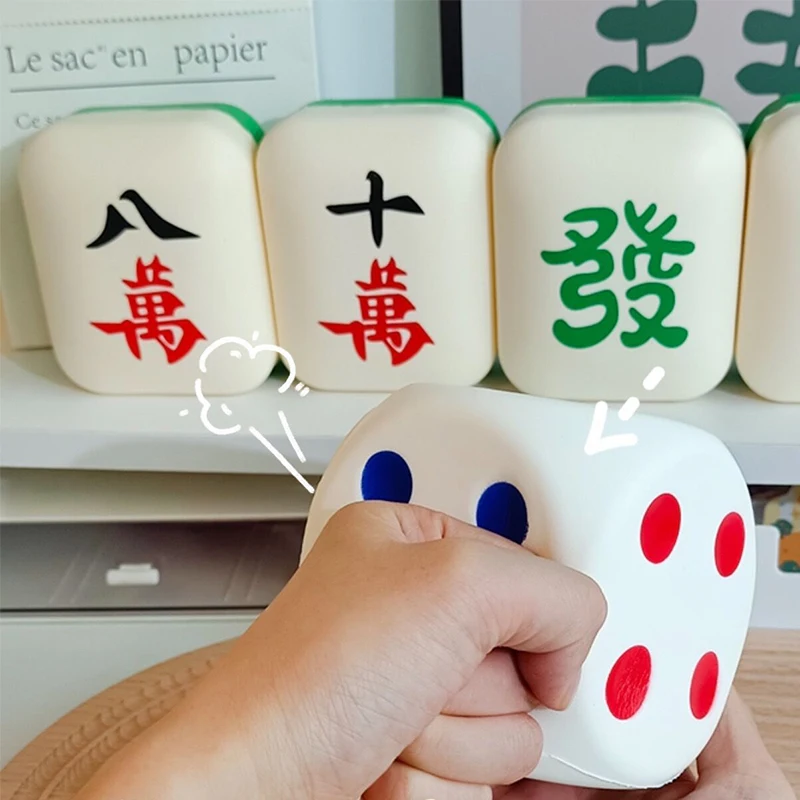 Sponge Large Mahjong Dice Creative PU Knead Music Slow Rebound Decompression Toy Soft Foam Decompression Props Toy For Children