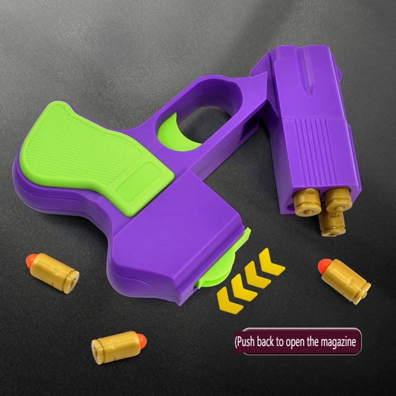 Manual Soft Gun with One Click Mechanical Double-shot Children's Toy Gun Plastic Opp Bag Unisex ABS