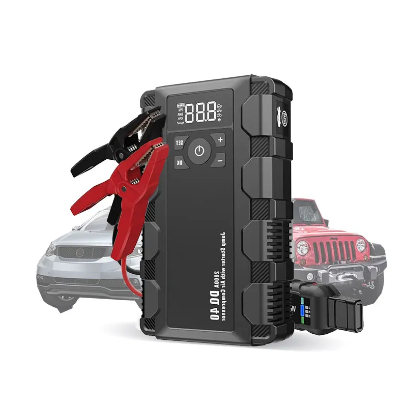Portable 6 In 1 Car Battery Pack Booster Charger 11100mah Car Starter Air Compressor Output Car Jump Starter