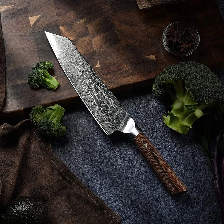 Luxury Gift box & Ergonomic Color Wooden Handle 8 Inch Chef KnifeJapan vg10 Super Stainless Steel Damascus Kiritsuke Knife knife