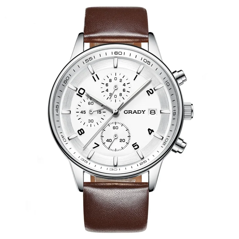 Fashion Mens Luxury Quartz Watches cow leather Strap china factory Waterproof Sport wrist Watch for men