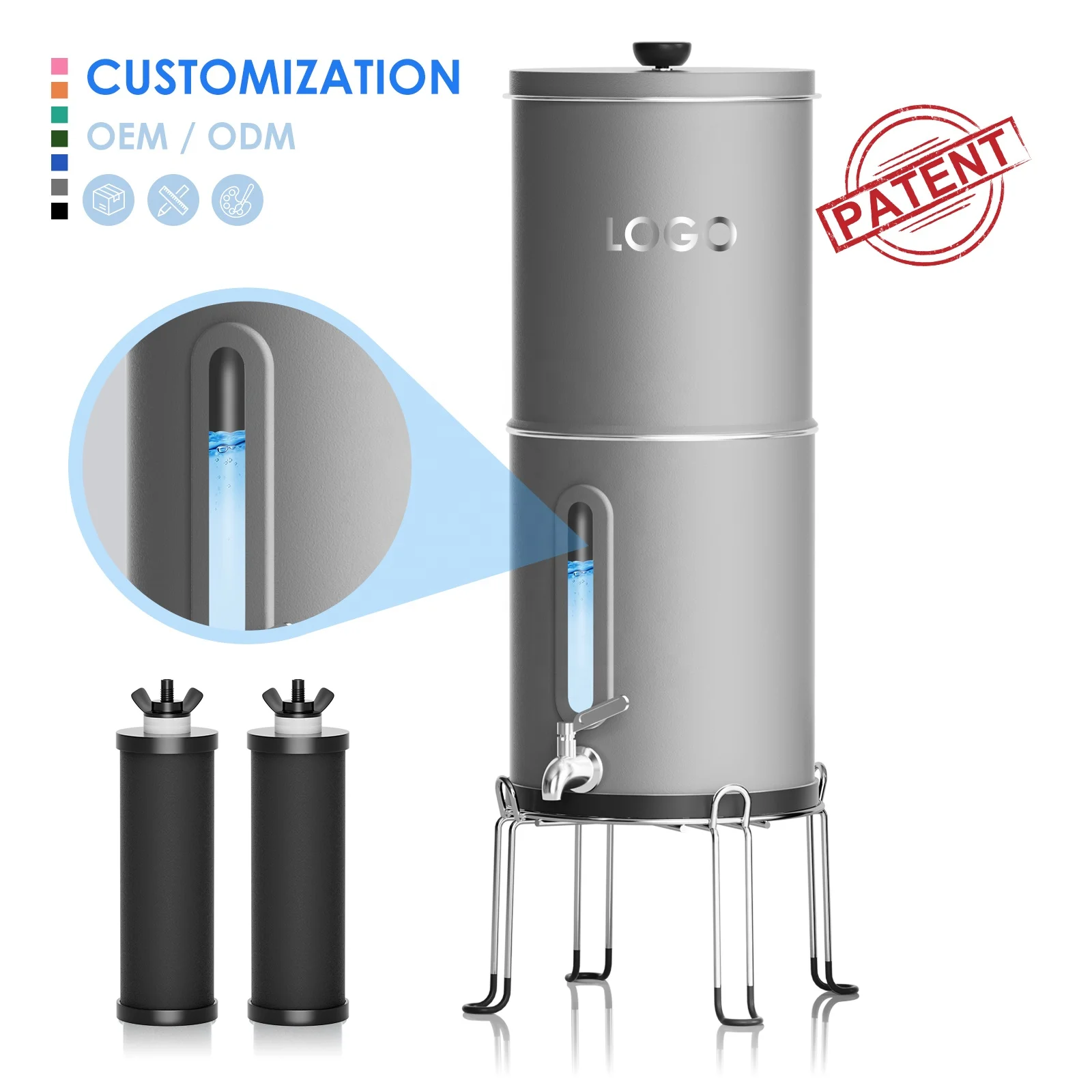 Hot Selling 304 Stainless Steel Gravity Fed Water Filter System Gravity Water Filter