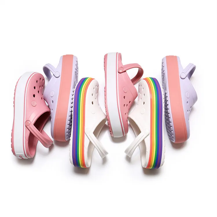 
Women EVA Clogs With Logo Crocse Strap Platform Classic Sandals Garden Shoes Height Increasing Shoes Beach Hole Shoes Cross Clog 