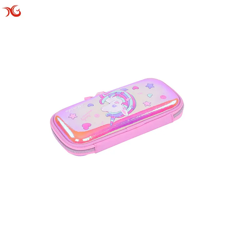 Custom multi function flexible unicorn EVA stationary pouch kids school cute pencil case