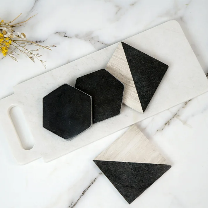
Natural marble jazz style square stitching coaster still life decoration jewelry display photography photo props 