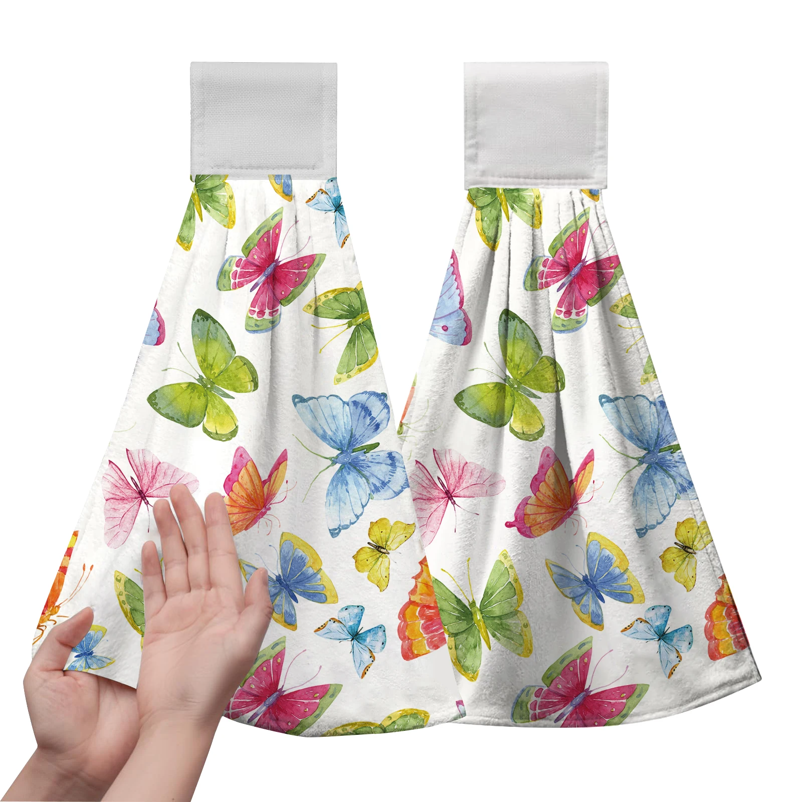 Wholesale Microfiber Coral Fleece Sublimation Custom Print Hand Dish Cleaning Cloth Towels Hanging Kitchen Towel