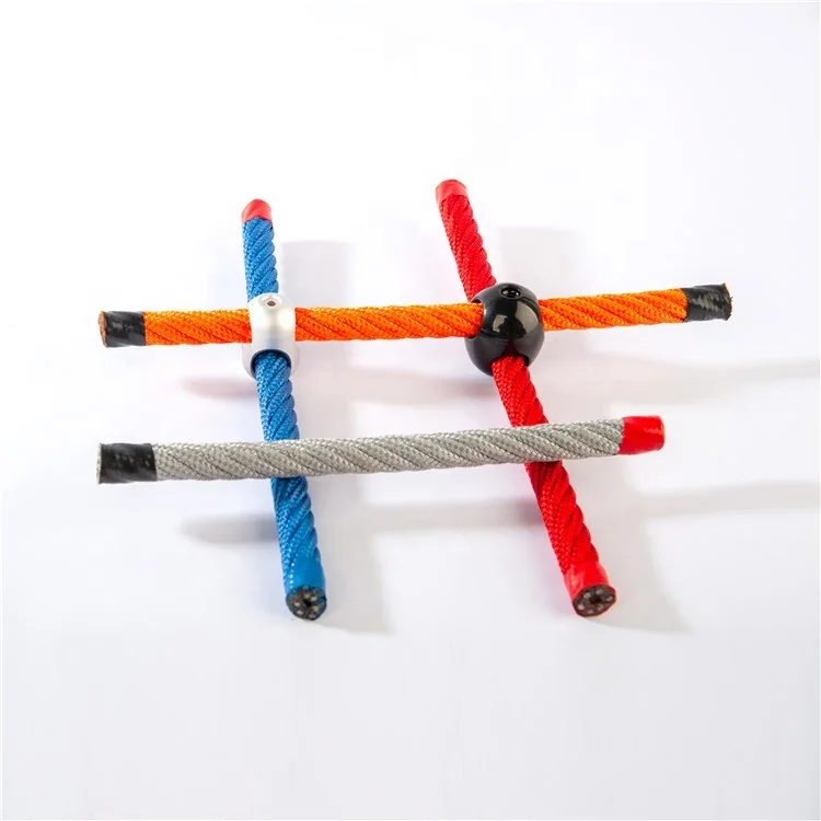 China Multi Color Playground 6 Strands Climbing Net Rope Polyester PP Cord With IWRC Steel Wire Inner Core Combination Rope