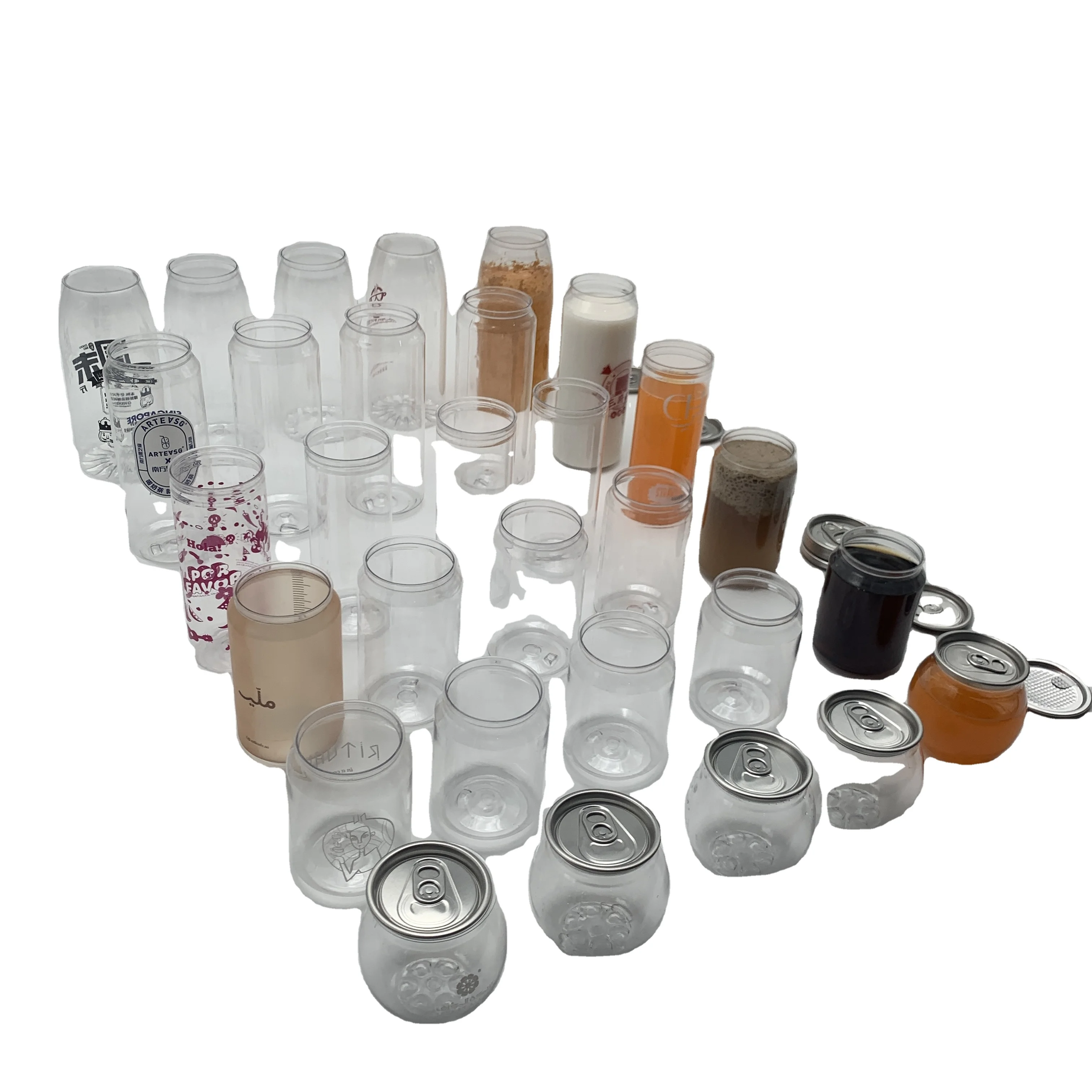 500ml 650ml Plastic Pet Ring Pull Can Plastic Beverage Bottle Package Plastic Pop Can Drink Bottle With Easy Open End